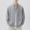 Camisa a rayas retro clásica americana para hombre, nueva chaqueta casual de manga larga para primavera y otoño, camisa de algodón puro de corte holgado, moderna
