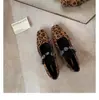 Zapatos Mary Jane Elegantes de Piel de Oveja, Cuadrados Pequeños, con Punta de Corazón, Estampado de Leopardo, Estilo Coreano, de Una Correa, Bajos, para Mujer, Estilo Primavera y Otoño