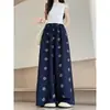 Pantalones Anchos de Pierna Ancha Casuales Adelgazantes Holgados con Caída Estampados Vintage de Algodón Tencel Primavera/Verano 2026 para Mujer de Cintura Alta Finos