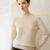 Nuevo suéter de punto trenzado 100% cachemir puro de cuello medio alto para otoño e invierno para mujer, color liso suelto y versátil, camiseta base de punto