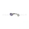 F136 titanio tres garras bola circón ombliguera plana anillo para ombligo aleación de titanio G23 joyería para perforación suspensión ombliguera