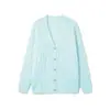 Chegada Nova Outono/Inverno 2026 Cardigan Espesso Escovado Costela Vertical Solto Gola V Lã Cashmere Seda Fleece Escovado Suéter