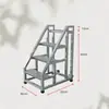 Escada de Degraus Espessada para Armazém, Casa e Uso Industrial, com Corrimãos, Três ou Quatro Degraus, com Rodas, Escada de Escalada Móvel