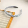 Diadema Rayada Azul Minimalista de Corona Alta Estilo Coreano Nueva Moda Temperamento Diadema de Borde Ancho Versátil para Salir