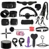 Serie completa de juguetes SM para parejas, incluyendo esposas, accesorios íntimos para el juego en el dormitorio, pinzas para pezones y bolas para sexo oral para adultos