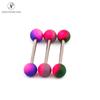 Barra recta de acero inoxidable transfronteriza piercing para lengua rosca externa color degradado multicolor anillo para lengua 1.6M perforación diente externo piercing para lengua arete