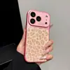 Capa de Celular com Janela Grande Estampa de Leopardo com Glitter Adequada para Apple 17Promax Tendência 15/14 Criativa 13 Sensação de Alto Padrão 17