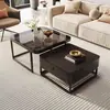 Mesa de Centro Cuadrada de Madera Maciza para Uso Doméstico, Adecuada para Apartamentos Pequeños, con una Combinación de Mesas Auxiliares y un Cajón, Estilo Vintage Nuevo, Mesa de Té Extensible