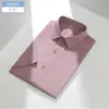 Camisa de manga corta para hombre, color liso, sin arrugas, a prueba de salpicaduras, resistente al aceite, antiarrugas, adecuada para trabajo de campo y desplazamientos, con cuello de solapa