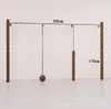 Estante de ropa de acero inoxidable montado en la pared para tienda de ropa, estante vintage color veta de madera de nogal, exhibidor de piso para ropa de mujer