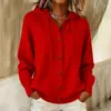 Jaqueta Cardigan com Capuz de Tricô Botões Europeia e Americana Outono e Inverno Novo Estilo Transfronteiriça Cor Sólida Casual Moda Feminina