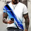 Camiseta de manga corta para hombre de sitio web independiente transfronterizo con estampado 3D genial, camiseta casual deportiva de cuello redondo sin capucha