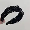 Diadema Coreana de Lunares con Pliegues Anchos 2025 Nuevo Estilo Francés de Corona Alta Accesorio para el Cabello de Presión
