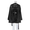 Pijama de Seda Artificial para Mujer Otoño e Invierno Europeo y Americano, Camisón de Manga Larga, Top de Tubo, Pantalones Cortos con Volantes, Conjunto de Tres Piezas, Ropa de Casa Transfronteriza
