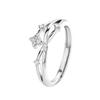 Anillo de dedo índice abierto Yixuan Xinghe pista femenina súper hada sensación fría doble capa diamante brillante estrella de cuatro puntas anillo entrelazado