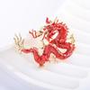 Chinês dragão vermelho ano zodíaco broche esmalte pintado à mão broche de dragão auspicioso cobre requintado atmosférico zodíaco Dragão corsage pino