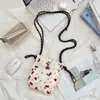 57316 Bolsa Transversal de Lona Floral Moda Bolsa de Ombro Único Feminina Simples Fresca Artística Bolsa de Axila Bolsa para Celular Armazenamento