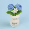 Plantas de Tulipán Hechas a Mano con Ganchillo Transfronterizas en Maceta, Adornos de Rosa, Jarrones de Flores Tejidos con Hilo, Flores Artificiales, Plantas en Maceta para Escritorio