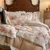 Conjunto de Cama de Inverno de Veludo Leite Francês Embossado de Alto Peso Quatro Peças Estilo Coreano Luxo Leve Conjunto de Roupa de Cama Embossada