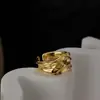 Anillo Geométrico Redondo Irregular Rayado Retro de Acero de Titanio Abierto Ajustable para Mujer, Joyería al por Mayor