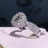 Sanjie wish Gran Venta Nuevo Estilo Anillo Cuadrado Princesa Incrustado Geometría Creativa Europea y Americana Anillo de Compromiso para Dama