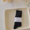 Meias Caneladas de Cor Sólida com Listras Verticais Tendência Outono e Inverno Femininas, Meias Brancas Slouch Versáteis Estilo Coreano