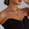 Collar Largo de Corazón con Perlas CCB Irregulares Moda Joyería Transfronteriza Europea y Americana Estilo Callejero Ins Tendencia Joyería