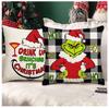 Funda de Almohada Navideña Transfronteriza de Comercio Exterior Grinch Divertida Almohada Cuatro Piezas Sofá Decoración del Hogar Cojín Personalización
