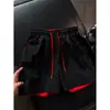 Pantalones Deportivos de Seda de Hielo Finos de Verano para Enfriar Bloque de Color Negro Rojo Nylon Secado Rápido Pantalones Cortos Sueltos Americanos para Hombre