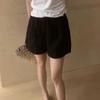 Pantalones cortos de algodón de alta calidad color calabaza para mujer, de verano, holgados, de cintura alta, combinables, informales, de trabajo, con pierna ancha.