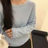 Elegante suéter de punto con cuentas para mujer, corte holgado, nuevo estilo coreano otoño 2026, versátil color liso, top suéter de forro polar oso miel