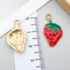 Acessórios para Joias DIY de Liga de Zinco Ouro KC Esmalte Liga Morango Fruta Pingente Chaveiro Brincos Colar Charme