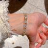 Pulsera Brazalete de Oro Real de 14K Galvanizado Ajustable Hueco de Diamante Triángulo Nicho Versátil Simple con Diamantes