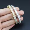 Pulsera de Tenis Cuadrada de Zircón Europea y Americana Nuevo Producto Transfronterizo para Hombres y Mujeres Zircón Cuadrado Fila Única Diamante Pulsera Hip Hop de Moda