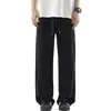 Nova coleção outono e inverno: calça casual masculina forrada com fleece, grossa, com listras refletivas, de perna larga - um estilo moderno e versátil, de corte solto e perna reta