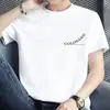 Camiseta de Algodón Puro de Manga Corta Americana para Hombre Verano Media Manga Sencilla Camiseta Interior de Algodón Top Holgado Estampado con Letras