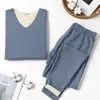 Otoño e Invierno de Terciopelo ropa interior térmica para hombre con forro polar engrosada ajuste ceñido sin costuras camiseta interior ropa de otoño traje de pantalones largos AB doble cara
