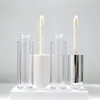 Botella de gloss transparente con tapa blanca simple, tubo redondo transparente para gloss, botella vacía de aceite para labios, disponible para venta al por mayor y como envases rellenables, empaque cosmético
