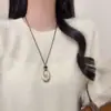 Nueva colección otoño/invierno: Collar colgante lágrima de piedra ojo de tigre color café, un accesorio de cadena larga delicado y lujoso para suéteres
