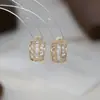 Pendientes Personalizados de Plata S925 con Aguja de Plata y Circonita Microincrustada para Mujer Diseño de Nicho Pendientes Geométricos en Forma de C Pendientes Exquisitos para el Día a Día