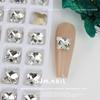 Nueva manicura 8 * 9 mm mariposa colorida diamante plano citrino dorado decoración de strass con forma de uña DIY
