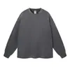 350G Tecido Pesado Outono/Inverno Camada Base Retrô Desgastada Algodão Puro Lavado Cor Frita Camiseta de Manga Longa Masculina Mesmo Estilo Camiseta de Manga Longa Camada Base