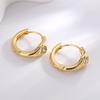 E0675 Aretes de Circonia con Forma de Corazón Personalizados de Moda Simple Estilo Coreano para Mujer, Latón Chapado en Oro, Estilo Frío, Aretes Exquisitos
