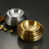 Acero Inoxidable 304 Tazón para Fideos Fríos Estilo Coreano Tazón Ondulado de Doble Capa Tazón Doméstico Anti-quemaduras para Sopa Tazón Dorado Luosifen Tazón para Ramen