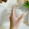 Anel de Abertura Letra H Design Completo de Diamante Elegante 2022 Moda Personalidade Nicho Luxo Leve Anel de Dedo