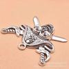 Material DIY liga 5,5g pingente cabeça de fantasma caveira pirata 43*33mm prata antiga/bronze