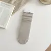 Meias de Renda para Mulheres, Meias de Algodão Cor Sólida, Estilo Fino de Verão, Meias Largas Versáteis Estilo Coreano Ins, Meias Femininas no Atacado de Zhuji