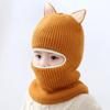 Otoño e Invierno Sombrero de punto para niños de una pieza con lindas orejitas de zorro, bufanda para bebé más gorro de una pieza cálido acolchado de terciopelo