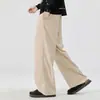 Pantalones casuales de algodón mezclado a rayas para hombre, estilo coreano de primavera y otoño, holgados, de pierna recta, pantalones de trabajo estilo harén, modernos.