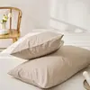 Fronhas de Algodão Lavado de Cor Sólida, um Par de Fronhas Individuais Novas de Algodão Puro, um Par de Capas de Forro para Uso Doméstico Duplo